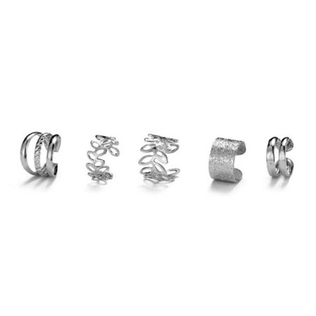 Fake Helix Piercing 5-Pack Earring Ear Cuff uden hulsølv