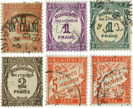 Frankrig 1927-1941 - YT TX59-60+62-63+66 - Portomærker - Stemplet