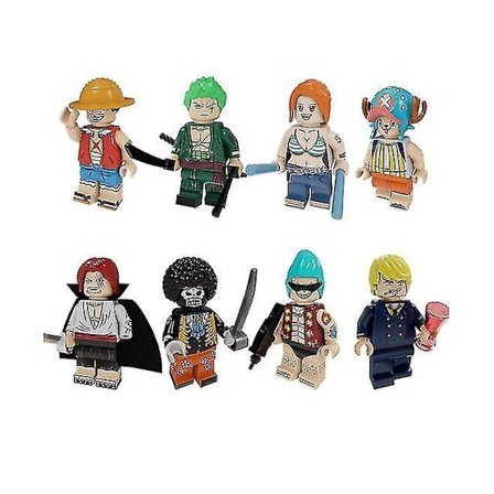 8pcs One Piece Luffy Sauron Sanji Assembled Building Block Minifigure Toys