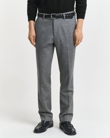 GANT Herren Slim Fit Herringbone Anzughose aus Flanell (48) Dunkelgrau