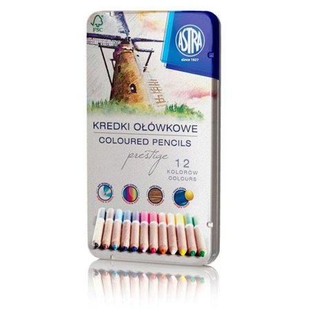 Färgpennor - Astra fettkritor - 312117001 - Prestige färgpennor 12 färger i låda