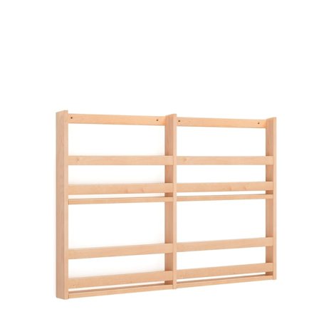 Wall mounted magazine display unit, 1200x70x800 mm, oak