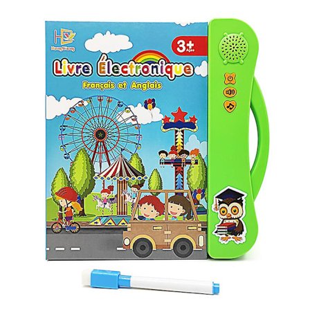 Lær fransk engelsk 100 ord bok eller interaktivt leketøy for barn (grønn)