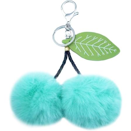 Pom Pom nøglering kunstig pels bold nøgleringe fluffy Tote vedhæng bil taske charme Cherry Lake Blue