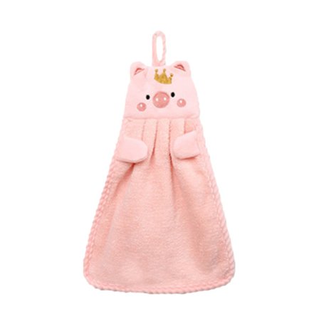 Søt Gris Korallfløyel Håndkle Absorberende Rosa for Kjøkken Bad