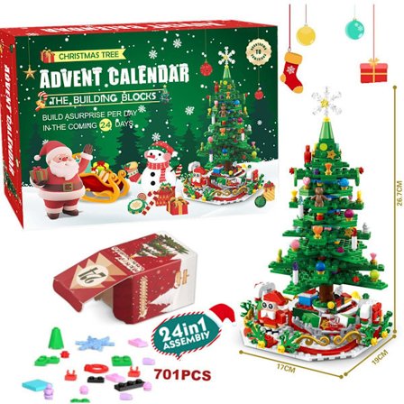 Jul adventskalender blind box, 24-dagars byggkloss set blind box, barns kreativa gåva