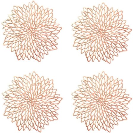 Stykker Rose Gold Bordmåtte, Udhulet Rund Dækkeserviet, Runde Dækkeservietter Plastik Bordmåtter, Bruges til Varmeisolering af Tallerken og 