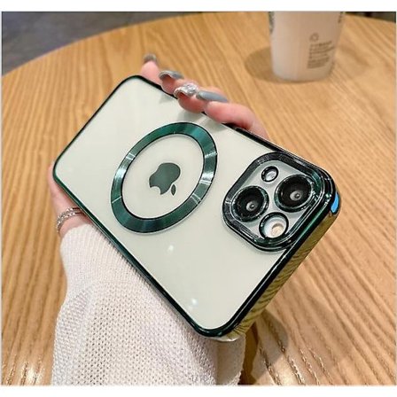 Transparent magnetiskt telefonfodral för iPhone 14 13 12 11 Mini Pro Max Plus med MagSafe-Perfekt Grön iPhone 11 Pro_MGF
