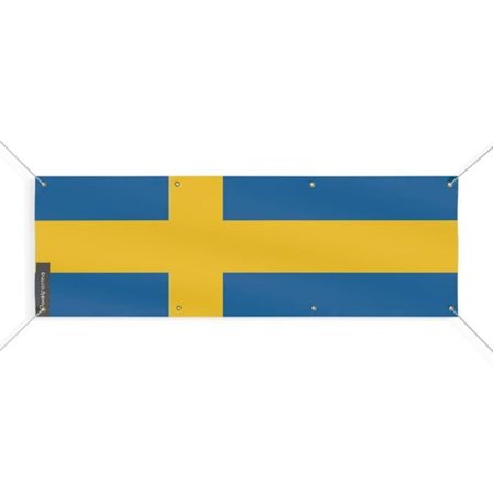 Sverige Flaggan Banner 8 Öljetter 40x120 cm