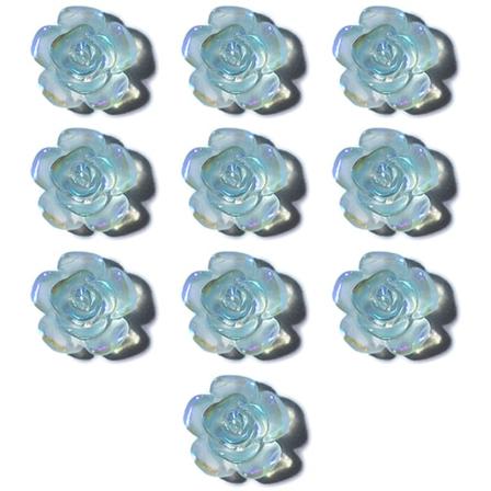 CDQ Nail Art 3D Resin Vit Ros Blomdesign Aurora Kronblad Nagelform 6
