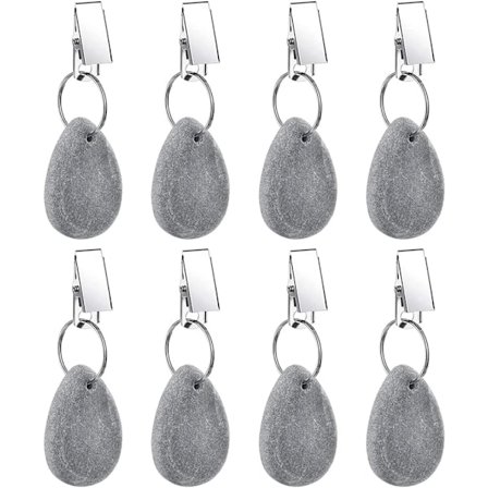 Dugvægte, dugvedhæng i sten med metalklips til udendørs fest picnic borddekoration (Grå, 8 stk.)