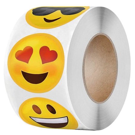 Klistermærker - smileys - 500 stk - rulle