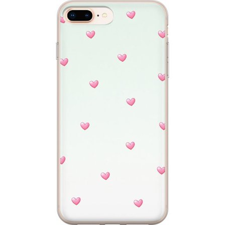 Yhteensopiva Puhelinkuori Apple Apple iPhone 7 Plus Minimalistinen kuvio vaaleanpunaisilla sydämillä vaalealla taustalla, suloinen ja yksinkertainen