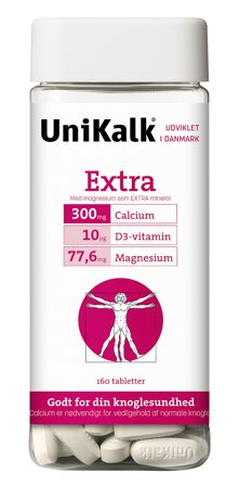Unikalk Extra - Kalk 300 mg, Magnesium 77,6 μg og D-vitamin 10 μg 160 tabl, Helse & Madvarer, Mineraler, Kalk