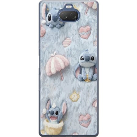 Kompatibelt Mobildeksel til Sony Xperia 10 Plus Broder mønster med hjerter, paraplyer og pastellfarget myk bakgrunn