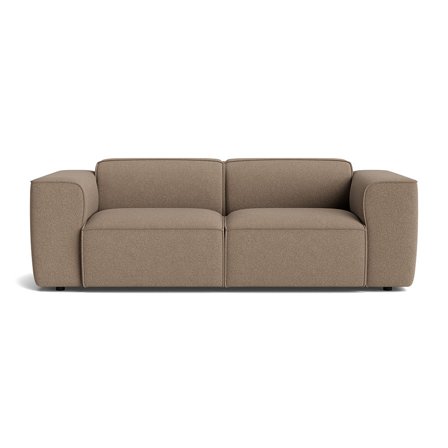 Aura 3 Personers Sofa - Loop Mørk Beige - 221x100x73cm - Komfortabel Sofa med Nozag Fjedre, PU- & Koldskum, Perfekt til 3 Personer