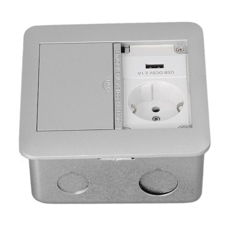 Multifunksjonell stikkontakt med 2 uttak, flammehemmende, vanntett, innfelt stikkontakt