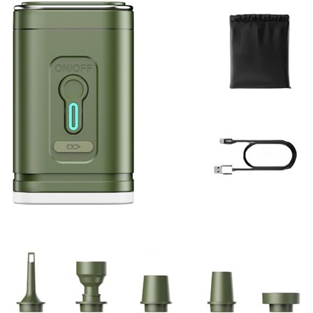 Bärbar Elektrisk Luftpump Sladdlös Uppladdningsbar för Uppblåsbar Kudde Madrass Båt Camping Simring Poolflottar med Lampa