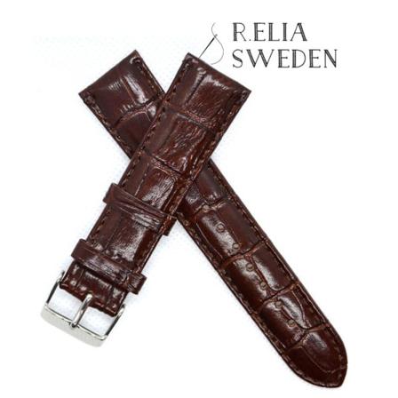 20mm Klockarmband R.elia - Brun Krokodilmönster I Äkta Läder