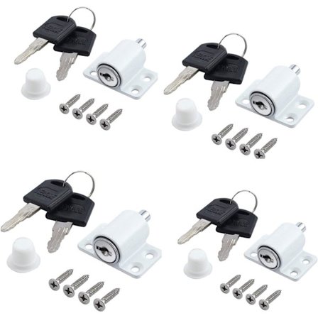 4x Hvide Skydedørslåse til Patio, Fastgjorte Bolt Vindues Sikkerhedslås til Børnesikkerhed til Hjem, Skole, Børnehave osv.