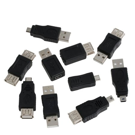 10 Pack OTG Adapter 5-benet F/for M Mini Changer Converter USB Han til Hun Micro USB Connector Sortiment Kit Holdbar