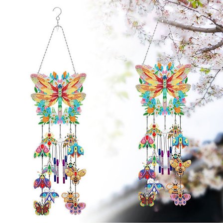 5D Diamant Maleri Vindspil, Sommerfugl Solfanger Håndværkssæt, Dobbeltsidet Krystal Hængende Dekoration til Vinduer & Haver - DIY Kunst