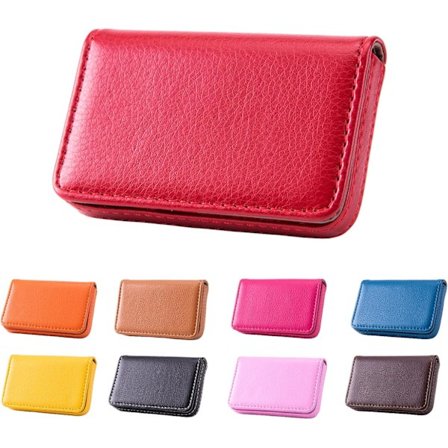 Visitkort Holder, PU Læder Visitkort Etui, Visitkort Holder til Taske, Visitkort Etui til Mænd & Kvinder, Magnetisk Lukning (Rød)