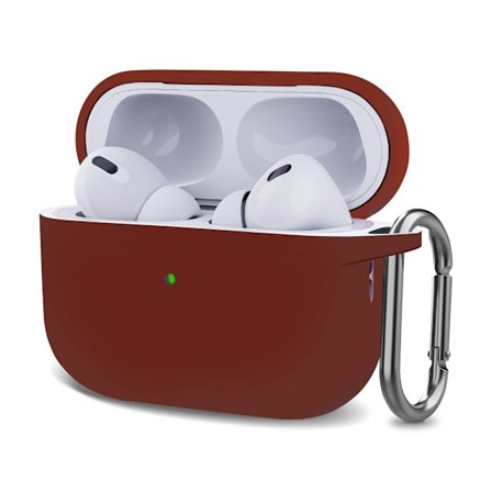 AirPods Pro 2 silikonfodral med spänne - Vinröd