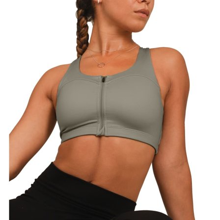 Stay in Place Front Zip Sports Bra Women undergarment Green S
