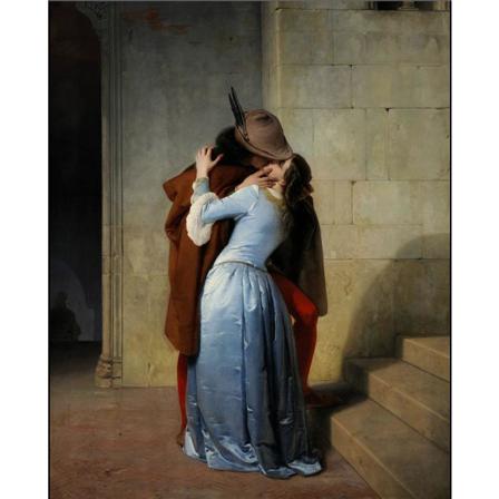 The Kiss (1859), Francesco Hayez Brun