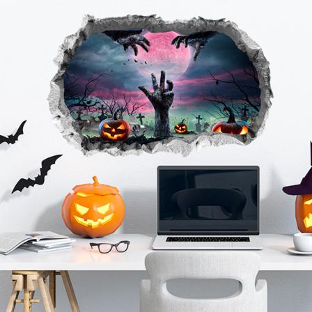 Happy Halloween Horror Pumpkin Wall Sticker, 40*60cm