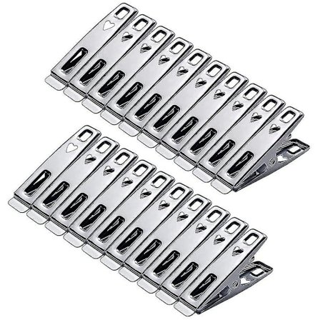 80 stk rustfrie klesklyper i metall