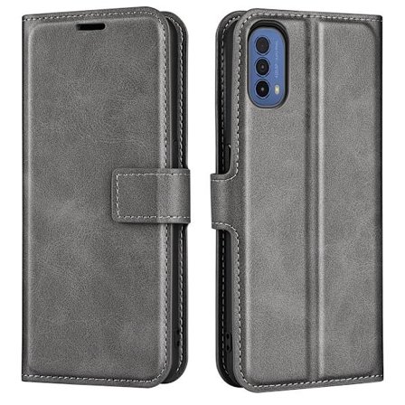 Hållbart konstläder Motorola Moto E30 / Motorola Moto E40 fodral med plånbok - Silver/Grå