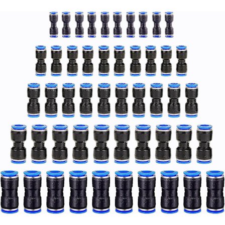 50 kpl pneumaattinen suora liitin, paineilman pikaliitin suora työntöliitin, letkuliittimet muovinen ilmalinjan putkiliitin, pu 4/6/8/10/12mm, liitin