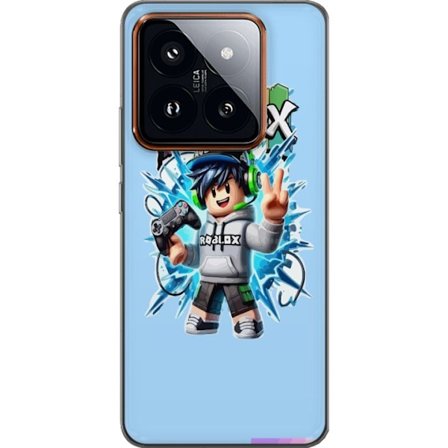 Kompatibelt Mobilskal till Xiaomi Xiaomi 14 Pro Färgstark Roblox-karaktär med handkontroll och energifylld splash art design, perfekt för barnrum o
