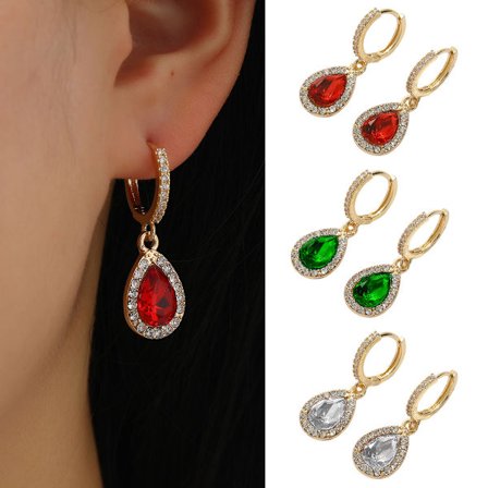 3PCS Rhinestone Teardrop Örhängen med Cubic Zirconia Ädelsten, Kristall Drop Örhängen, Diamant Dangle Örhängen för Kvinnor, Brud, Brudtärna, Bröllop