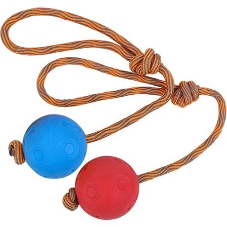 2 kpl Pallo Narulla Koiran Leikki - Kest v Elastinen Kiinte Kumipallo 7cm (sininen+keltainen) (4-d-1) blue red 6CM