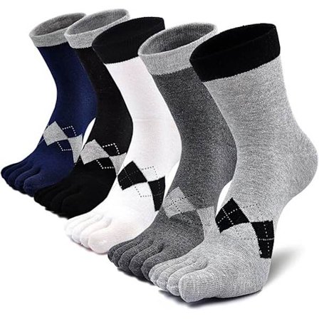 5 par herre tåsokker, separate tåsokker, bomulds sportssokker til mænd