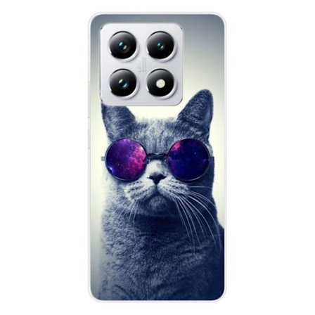 Siliconfodral - Kompatibel med Xiaomi 14T Pro - design med katt med glasögon