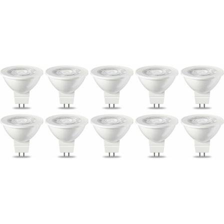 Pakke med 10 LED-pærer GU5.3 MR16 5 W varm hvid ikke-dæmpbar, 220 V [Energiklasse G]