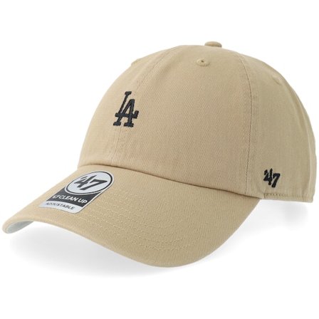 47 Brand - MLB Beige unconstructed Caps - Los Angeles Dodgers MLB Base Runner Clean Up Khaki Dad Cap @ Hatstore