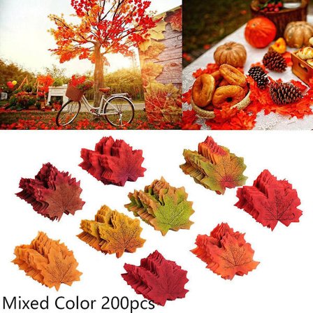 100/200 kpl silkkijäljitelmä syksynlehtiä (200 kpl)