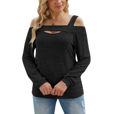 Kvinnor Fyrkantig Hals Enfärgad Off Shoulder Tee Långärmade Toppar