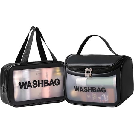 2 stk. Rejse Makeup Taske, Vasketaske Kvinder, Bærbar Stor Kosmetiktaske Makeup Case Organizer til Kvinder og Piger