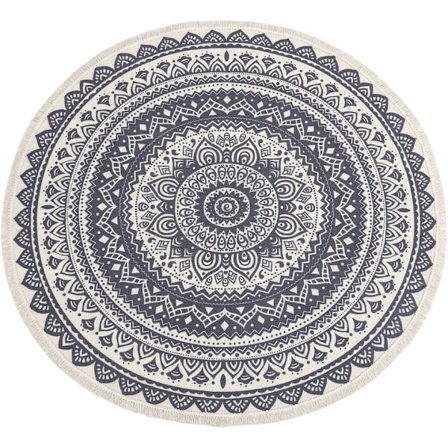 Håndvevd bomullsrund teppe maskinvaskbar håndvevd gulvmatte