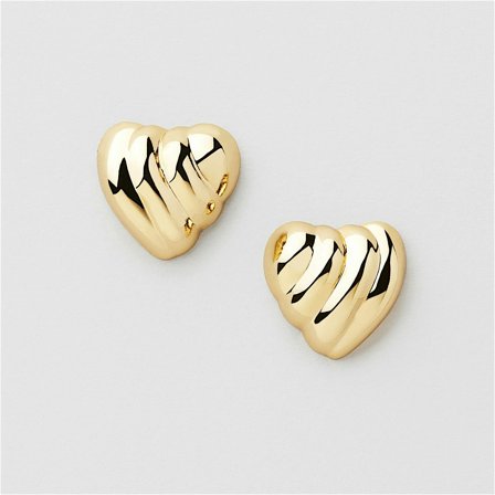 Striped Heart Studs - 18K GULDPLÄTERAD MÄSSING - Safira