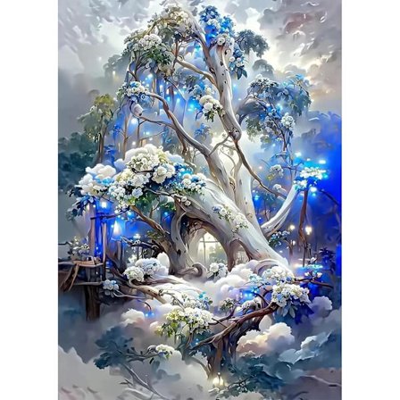 Timanttimaalaus aikuisille, 30x40cm Valkoinen puu Täysi 5D Timanttimaalaus, Hieno timanttisetti lapsille, Timantti-ristipisto Kristalli maalaus 