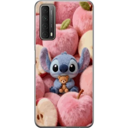Kompatibelt Mobildeksel til Huawei P smart 2021 Stitch blant rosa fluffy epler med teddy og søt kawaii-estetikk