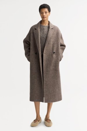 Soft Goat - Herringbone coat - M - Brown