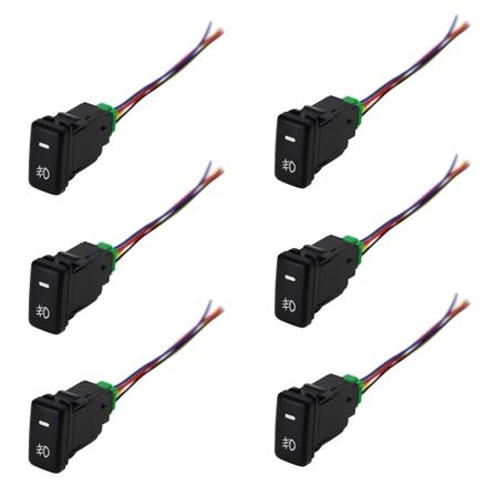 6x Auto Retrofit Bryter Vanntett Vippebryter Tåkelysbryter Med 4 Ledninger Kompatibel Med Hvitt Lys